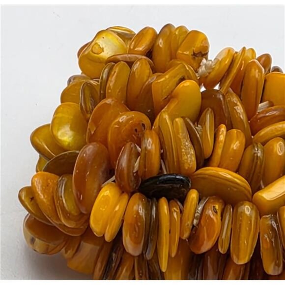 Faux Baltic Amber Dyed Agate Multi Row Stretch Bracelet 6" Vintage - Picture 3 of 8